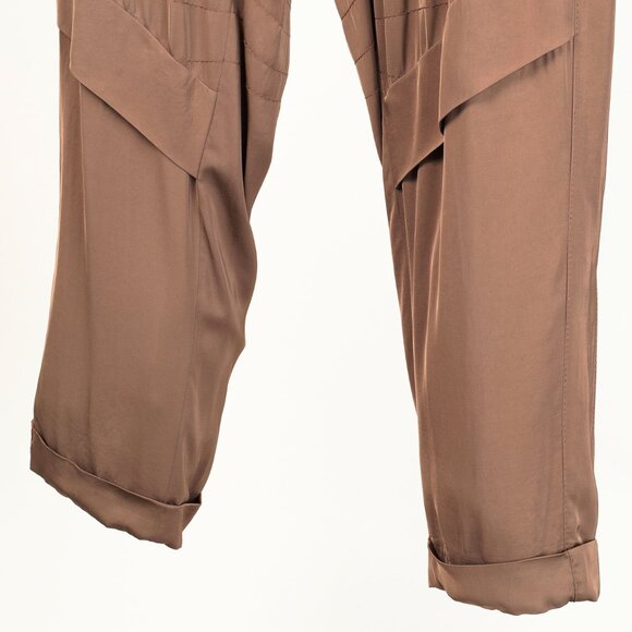 Dorothee Schumacher Spring 2021 Slouchy Cool Warm Brown Satin Jogger Pants - Picture 5 of 9
